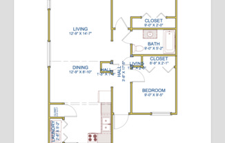 2 beds, 1 bath, 864 sqft, $1,375