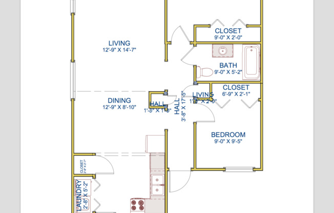 2 beds, 1 bath, 864 sqft, $1,375