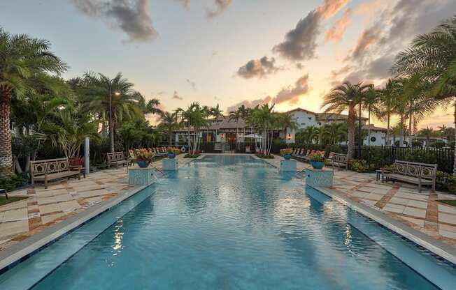 The beach entry resort style swimming pool is the perfect spot to cool down at Windsor at Delray Beach, Delray Beach