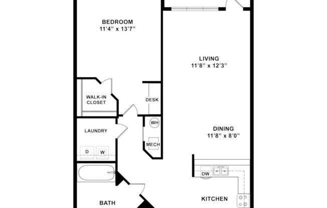 1 bed, 1 bath, 784 sqft, $1,421