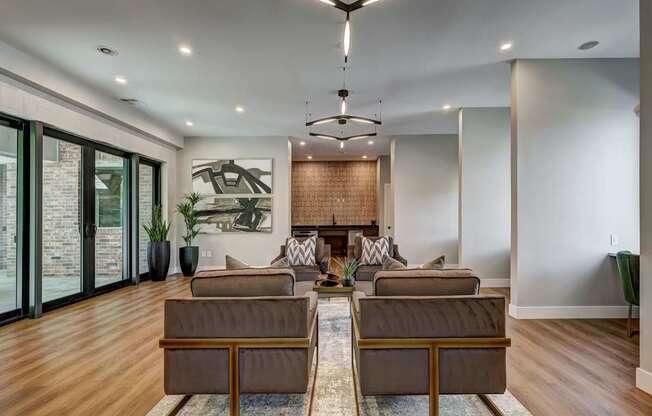 a living room with couches and a fireplace