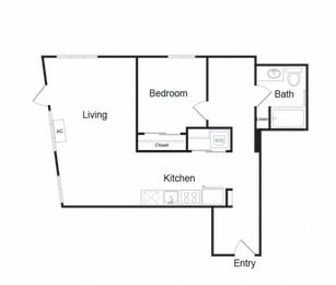 1 bed, 1 bath, 812 sqft, $2,562
