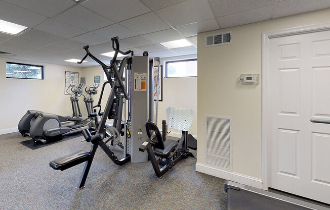 Gym with resistance workout equipment for bren mar apartments in virginia