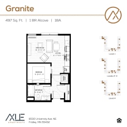 1 bed, 1 bath, 497 sqft, $1,264