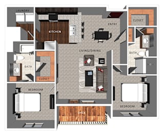 2 beds, 2 baths, 1,028 sqft, $1,450