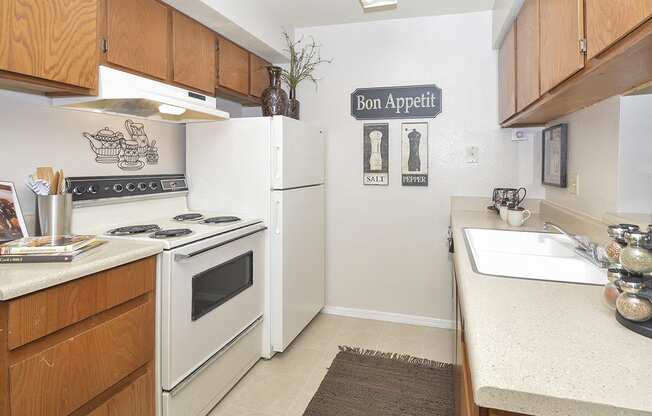 Open Design Kitchen with White Appliances