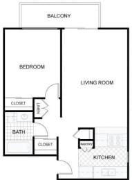 1 bed, 1 bath, 613 sqft, $1,687