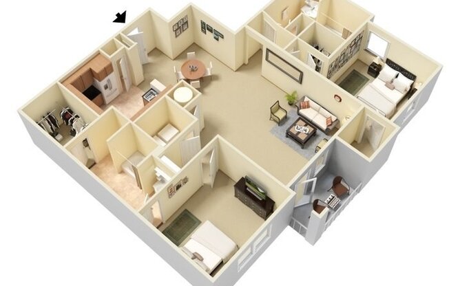 2 beds, 2 baths, 1,332 sqft, $1,585, Unit 1203