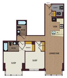 2 beds, 2 baths, 1,110 sqft, $2,943