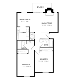 2 beds, 2 baths, 968 sqft, $2,158