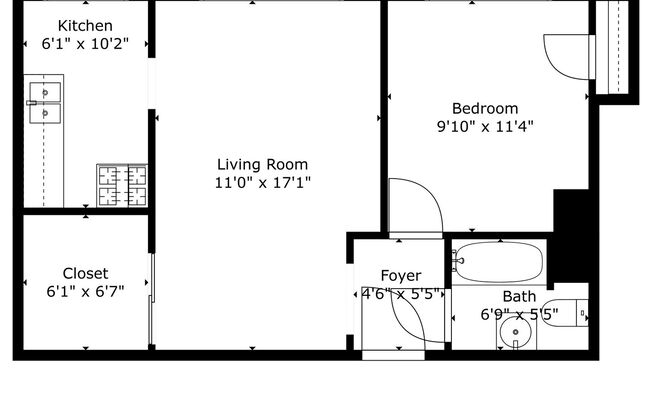 1 bed, 1 bath, 482 sqft, $1,595