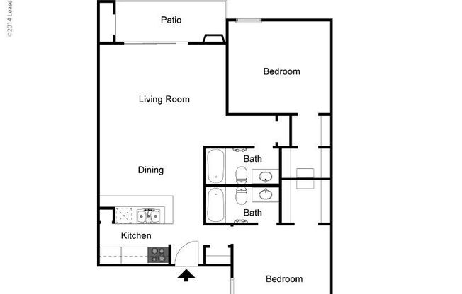 2 beds, 2 baths, 880 sqft, $1,635