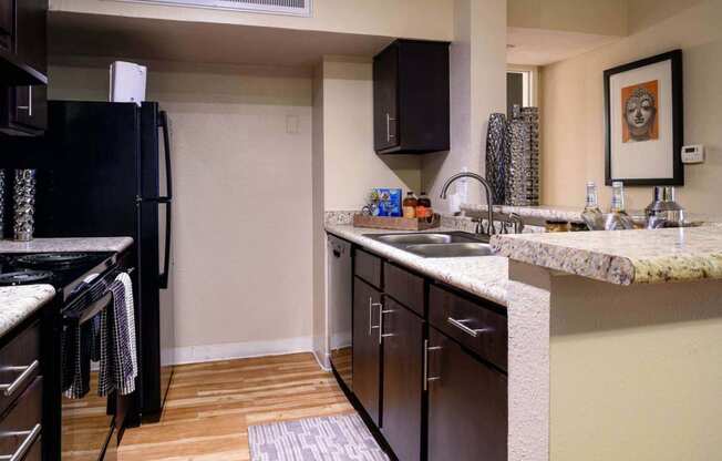 Fully Equipped Kitchen at Park at Voss Apartments, The Barvin Group, Houston, TX, 77057