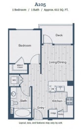 1 bed, 1 bath, 611 sqft, $3,244