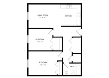 2 beds, 1 bath, 825 sqft, $980