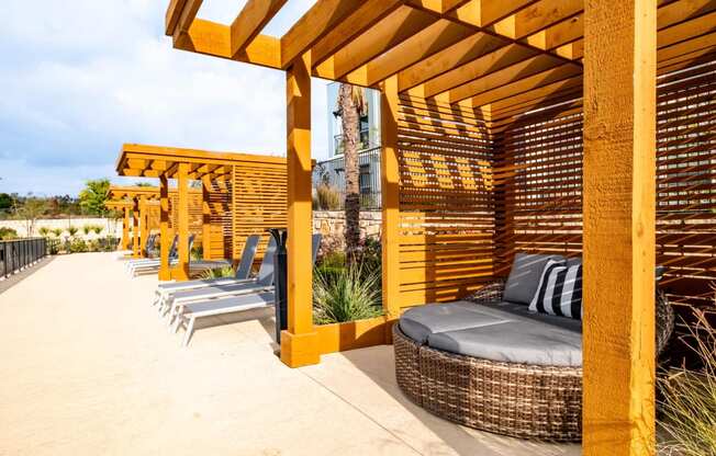 Poolside Cabana Lounging Spaces at Reveal 54 Apartments