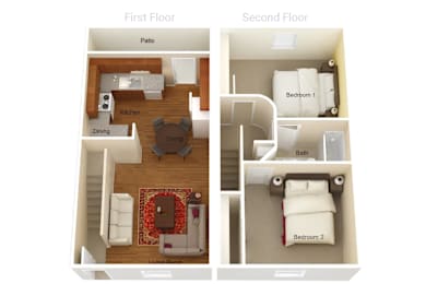 2 beds, 1.5 baths, 1,140 sqft, $2,592