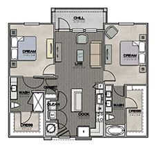 2 beds, 2 baths, 1,103 sqft, $2,065