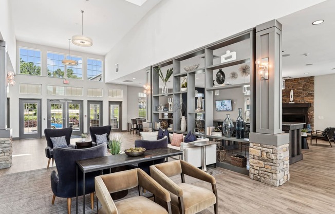 the preserve at ballantyne commons living room with furniture and a fireplace