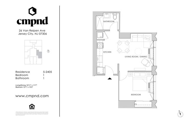 1 bed, 1 bath, 544 sqft, $2,750, Unit 1505