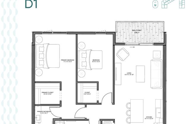 2 beds, 2 baths, 1,089 sqft, $2,175, Unit 211N