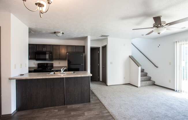 kitchen overlooking living room