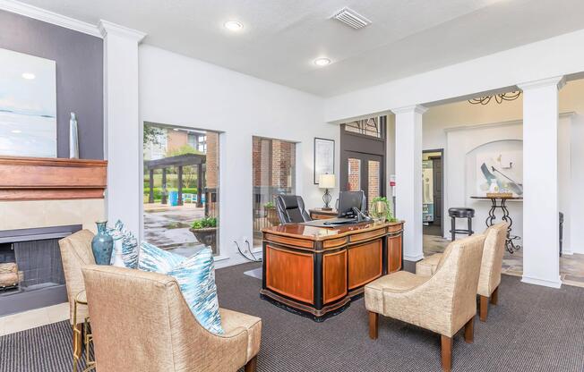 a living room filled with furniture and a large window