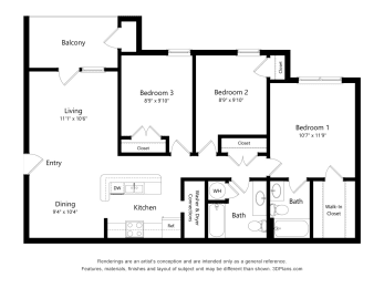 3 beds, 2 baths, 1,091 sqft, $1,504