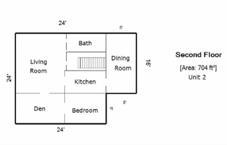 1 bed, 1 bath, 704 sqft, $2,000, Unit 2