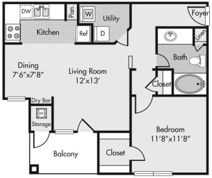 1 bed, 1 bath, 711 sqft, $1,157