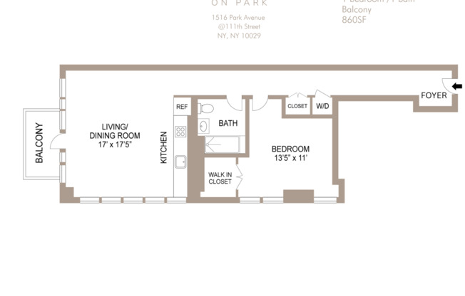 1 bed, 1 bath, $3,995, Unit 5H