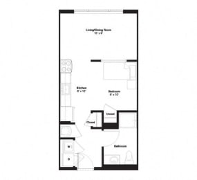 Studio, 1 bath, 477 sqft, $1,764