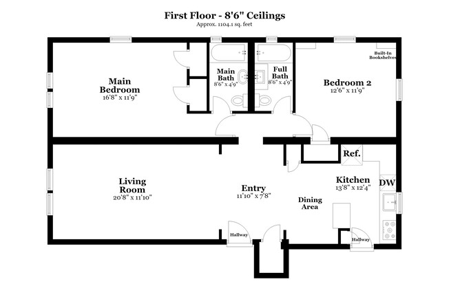 2 beds, 2 baths, 1,104 sqft, $3,500, Unit 1