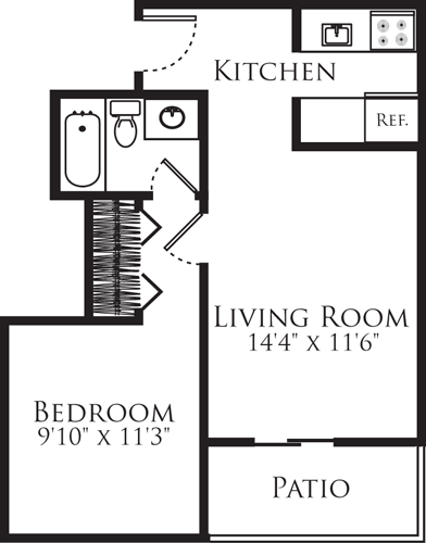 1 bed, 1 bath, 439 sqft, $2,830, Unit 1H