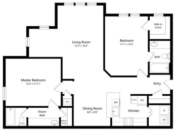 2 beds, 2 baths, 1,176 sqft, $1,650