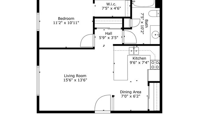 1 bed, 1 bath, 700 sqft, $1,099, Unit A105