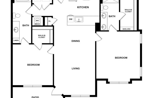 2 beds, 2 baths, 1,098 sqft, $1,735