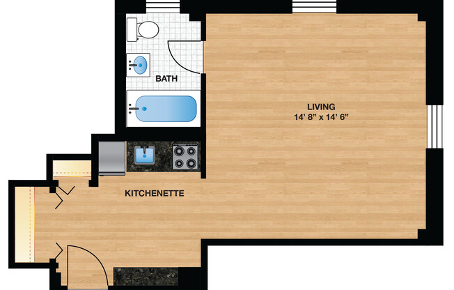 Studio, 1 bath, 409 sqft, $2,150, Unit W607