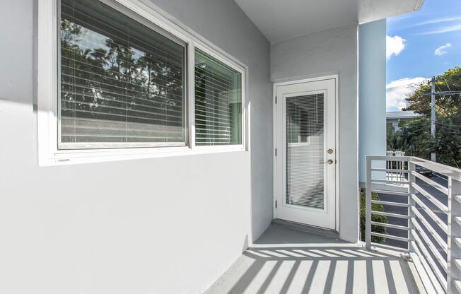 a room with a large window