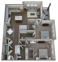 2 beds, 2 baths, 1,201 sqft, $1,497