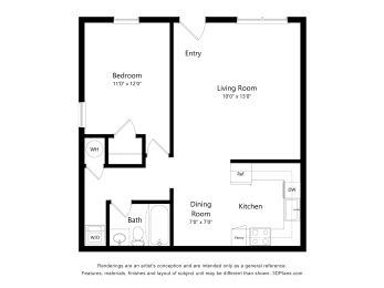 1 bed, 1 bath, 570 sqft, $1,235