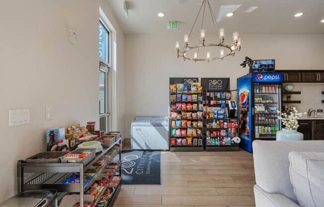the reserve at city center spacious lobby with snacks and a vending machine