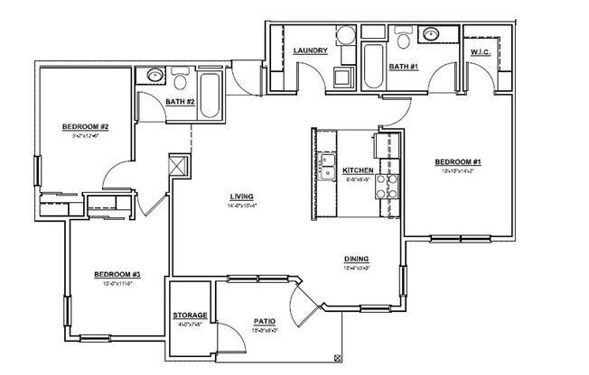 3 beds, 2 baths, 1,185 sqft, $1,800, Unit 5-303