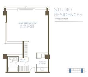 Studio, 1 bath, 550 sqft, $1,052