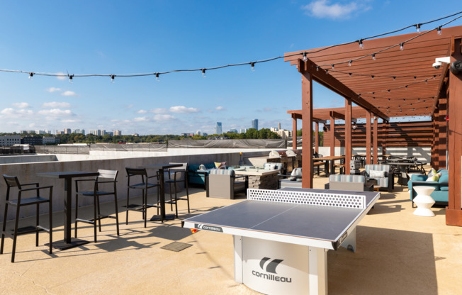 Rooftop area with table tennis