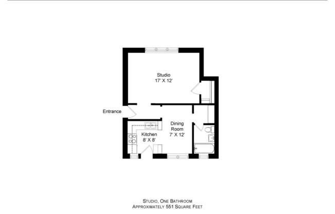 Studio, 1 bath, 551 sqft, $995