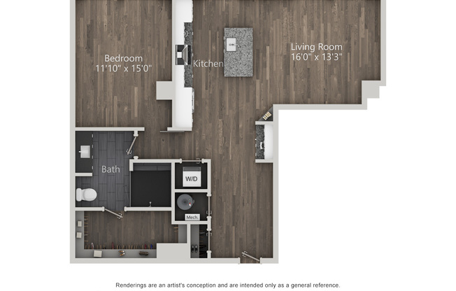 1 bed, 1 bath, 965 sqft, $2,764