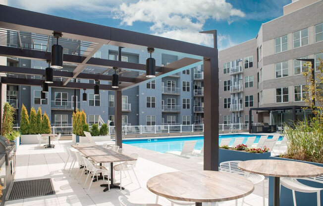 Outdoor Poolside Seating at The Whit Apartments, Indianapolis, 46204