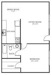 1 bed, 1 bath, 546 sqft, $725