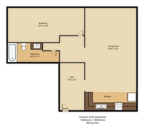 1 bed, 1 bath, 904 sqft, $2,557